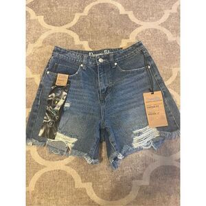 NWT organic blue denim jean shorts vintage fit size 5/27 distressed cut off